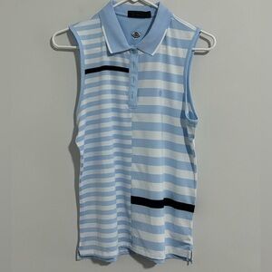 New w/o tags G/FORE women’s Light Blue and White Striped Polo Shirt size large